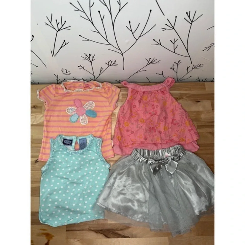 Baby Girl 6-9M Clothing Lot OshKosh Koala Kids Circo Tops Tutu Skirt 4pc Set